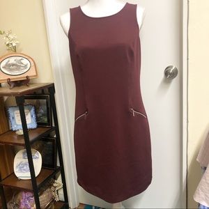 Apt. 9 Women’s Burgundy Shift Dress Zipper Pockets